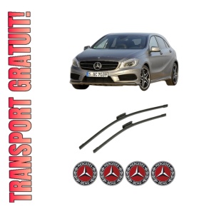 Set stergatoare auto MERCEDES-BENZ A-CLASS (W176) din 2012-2018, pentru parbriz auto, 2 bucati, Bosch Aerotwin Multi, din cauciuc siliconat rezistent, 4 Stickere Auto MERCEDES-BENZ