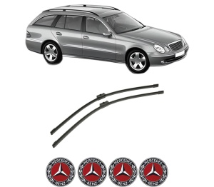 Set stergatoare auto MERCEDES-BENZ E-CLASS T-Model (S211) din 2003-2009, pentru parbriz auto, 2 bucati, Bosch Aerotwin, din cauciuc siliconat rezistent, 4 Stickere Auto MERCEDES-BENZ - Img 2