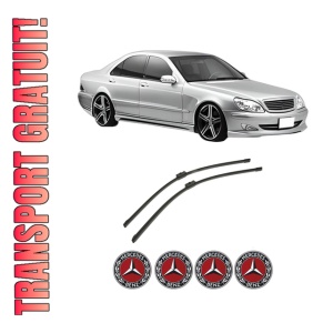 Set stergatoare auto MERCEDES-BENZ S-CLASS (W220, V220) din 1998-2005, pentru parbriz auto, 2 bucati, Bosch Aerotwin, din cauciuc siliconat rezistent, 4 Stickere Auto MERCEDES-BENZ