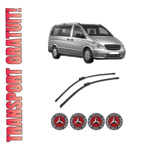 Set stergatoare auto MERCEDES-BENZ VITO Bus (W639) din 2003-2014, pentru parbriz auto, 2 bucati, Bosch Aerotwin, din cauciuc siliconat rezistent, 4 Stickere Auto MERCEDES-BENZ