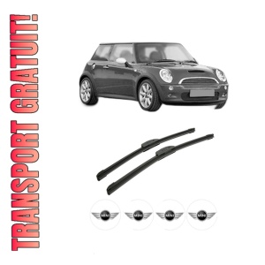 Set stergatoare auto MINI MINI (R50, R53) din 2001-2006, pentru parbriz auto, 2 bucati, Bosch Aerotwin Retrofit, din cauciuc siliconat rezistent, 4 Stickere Auto MINI