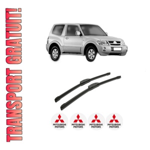 Set stergatoare auto MITSUBISHI PAJERO CLASSIC (V2_W, V6_W, V7_W) din 2001-2006, pentru parbriz auto, 2 bucati, Bosch Aerotwin Retrofit, din cauciuc siliconat rezistent, 4 Stickere Auto MITSUBISHI