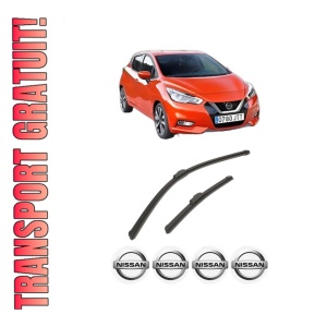 Set stergatoare auto NISSAN MICRA V (K14) din 2016-2023, pentru parbriz auto, 2 bucati, Bosch Aerotwin Retrofit, din cauciuc siliconat rezistent, 4 Stickere Auto NISSAN
