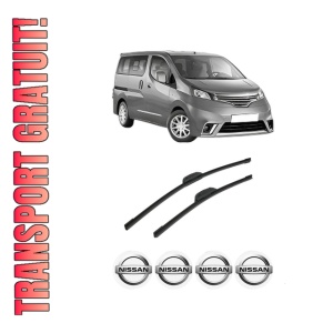 Set stergatoare auto NISSAN NV200 / EVALIA Bus din 2010-2014, pentru parbriz auto, 2 bucati, Bosch Aerotwin Retrofit, din cauciuc siliconat rezistent, 4 Stickere Auto NISSAN
