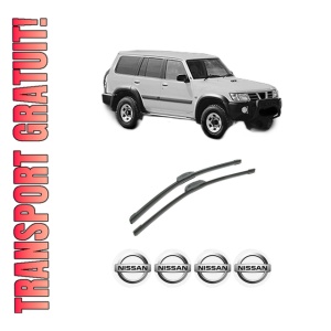 Set stergatoare auto NISSAN PATROL GR V Wagon (Y61) din 1997-2002, pentru parbriz auto, 2 bucati, Bosch Aerotwin Retrofit, din cauciuc siliconat rezistent, 4 Stickere Auto NISSAN