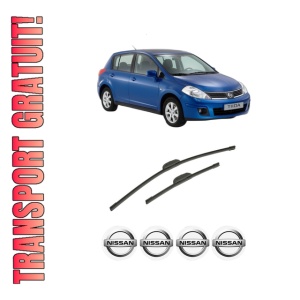 Set stergatoare auto NISSAN TIIDA Hatchback (C11) din 2004-2013, pentru parbriz auto, 2 bucati, Bosch Aerotwin Retrofit, din cauciuc siliconat rezistent, 4 Stickere Auto NISSAN