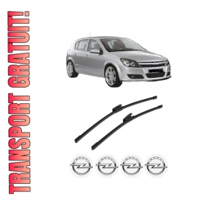Set stergatoare auto OPEL ASTRA H (A04) din 2004-2014, pentru parbriz auto, 2 bucati, Bosch Aerotwin Multi, din cauciuc siliconat rezistent, 4 Stickere Auto OPEL