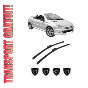 Set stergatoare auto PEUGEOT 206 CC (2D) din 2000-2007, pentru parbriz auto, 2 bucati, Bosch Aerotwin Retrofit, din cauciuc siliconat rezistent, 4 Stickere Auto PEUGEOT