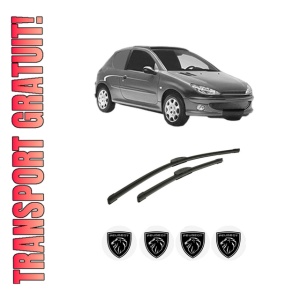 Set stergatoare auto PEUGEOT 206 Van din 2001-2009, pentru parbriz auto, 2 bucati, Bosch Aerotwin Retrofit, din cauciuc siliconat rezistent, 4 Stickere Auto PEUGEOT