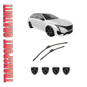 Set stergatoare auto PEUGEOT 308 SW III (FC_, FJ_, FR_, F4_, FN_) din 2021-2025, pentru parbriz auto, 2 bucati, Bosch Aerotwin, din cauciuc siliconat rezistent, 4 Stickere Auto PEUGEOT
