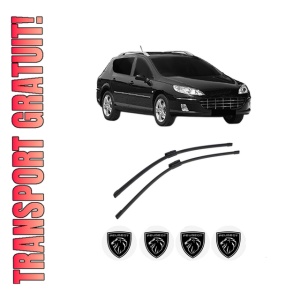 Set stergatoare auto PEUGEOT 407 SW Estate Van (6E_) din 2009-2010, pentru parbriz auto, 2 bucati, Bosch Aerotwin, din cauciuc siliconat rezistent, 4 Stickere Auto PEUGEOT