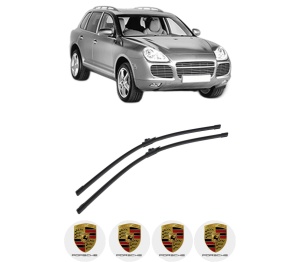 Set stergatoare auto PORSCHE CAYENNE (9PA) din 2002-2010, pentru parbriz auto, 2 bucati, Bosch Aerotwin, din cauciuc siliconat rezistent, 4 Stickere Auto PORSCHE - Img 2