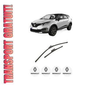 Set stergatoare auto RENAULT CAPTUR I (J5_, H5_) din 2013-2018, pentru parbriz auto, 2 bucati, Bosch Aerotwin, din cauciuc siliconat rezistent, 4 Stickere Auto RENAULT