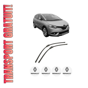 Set stergatoare auto RENAULT GRAND SCENIC IV (R9_) din 2016-2023, pentru parbriz auto, 2 bucati, Bosch Aerotwin, din cauciuc siliconat rezistent, 4 Stickere Auto RENAULT