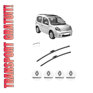 Set stergatoare auto RENAULT KANGOO BE BOP (KW0/1_) din 2009-2012, pentru parbriz auto, 2 bucati, Bosch Aerotwin, din cauciuc siliconat rezistent, 4 Stickere Auto RENAULT