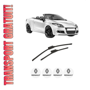 Set stergatoare auto RENAULT MEGANE CC (EZ0/1_) din 2010-2015, pentru parbriz auto, 2 bucati, Bosch Aerotwin, din cauciuc siliconat rezistent, 4 Stickere Auto RENAULT
