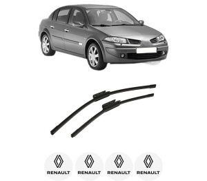 Set stergatoare auto RENAULT MEGANE II Saloon (LM0/1_) din 2003-2010, pentru parbriz auto, 2 bucati, Bosch Aerotwin, din cauciuc siliconat rezistent, 4 Stickere Auto RENAULT - Img 2