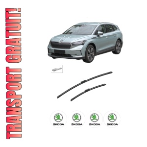 Set stergatoare auto SKODA ENYAQ iV SUV (5AZ) din 2020-2025, pentru parbriz auto, 2 bucati, Bosch Aerotwin, din cauciuc siliconat rezistent, 4 Stickere Auto SKODA