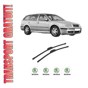 Set stergatoare auto SKODA Octavia I Combi (1U5) din 1998-2010, pentru parbriz auto, 2 bucati, Bosch Aerotwin Retrofit, din cauciuc siliconat rezistent, 4 Stickere Auto SKODA
