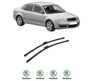 Set stergatoare auto SKODA SUPERB I (3U4) din 2001-2008, pentru parbriz auto, 2 bucati, Bosch Aerotwin, din cauciuc siliconat rezistent, 4 Stickere Auto SKODA - Img 2