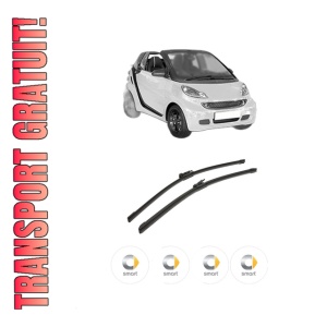 Set stergatoare auto SMART FORTWO Cabrio (451) din 2007-2013, pentru parbriz auto, 2 bucati, Bosch Aerotwin, din cauciuc siliconat rezistent, 4 Stickere Auto SMART