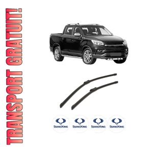 Set stergatoare auto SSANGYONG MUSSO (QK) din 2018, pentru parbriz auto, 2 bucati, Bosch Aerotwin, din cauciuc siliconat rezistent, 4 Stickere Auto SSANGYONG