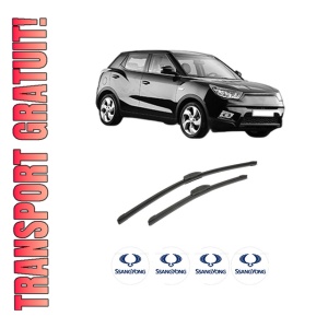 Set stergatoare auto SSANGYONG Tivoli din 2015-2021, pentru parbriz auto, 2 bucati, Bosch Aerotwin Retrofit, din cauciuc siliconat rezistent, 4 Stickere Auto SSANGYONG