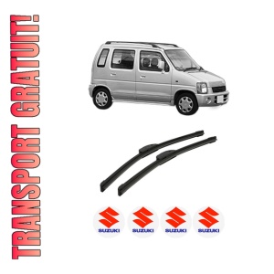 Set stergatoare auto SUZUKI WAGON R+ Hatchback (EM) din 1998-2000, pentru parbriz auto, 2 bucati, Bosch Aerotwin Retrofit, din cauciuc siliconat rezistent, 4 Stickere Auto SUZUKI