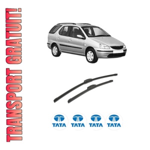 Set stergatoare auto TATA INDIGO MARINA (4_V2) din 2003-2010, pentru parbriz auto, 2 bucati, Bosch Aerotwin Retrofit, din cauciuc siliconat rezistent, 4 Stickere Auto TATA