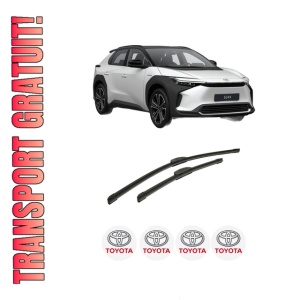 Set stergatoare auto TOYOTA bZ4X (_EAM1_) din 2021, pentru parbriz auto, 2 bucati, Bosch Aerotwin Retrofit, din cauciuc siliconat rezistent, 4 Stickere Auto TOYOTA