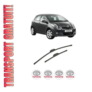 Set stergatoare auto TOYOTA YARIS (_P9_) din 2005-2014, pentru parbriz auto, 2 bucati, Bosch Aerotwin Retrofit, din cauciuc siliconat rezistent, 4 Stickere Auto TOYOTA