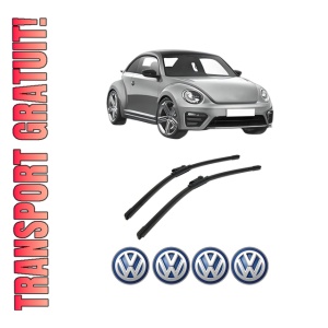 Set stergatoare auto Volkswagen BEETLE (5C1, 5C2) din 2011-2019, pentru parbriz auto, 2 bucati, Bosch Aerotwin, din cauciuc siliconat rezistent, 4 Stickere Auto Volkswagen