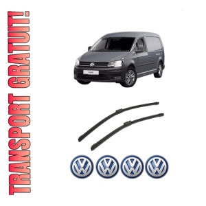 Set stergatoare auto Volkswagen CADDY III Box Body/MPV (2KA, 2KH, 2CA, 2CH) din 2004-2015, pentru parbriz auto, 2 bucati, Bosch Aerotwin, din cauciuc siliconat rezistent, 4 Stickere Auto Volkswagen