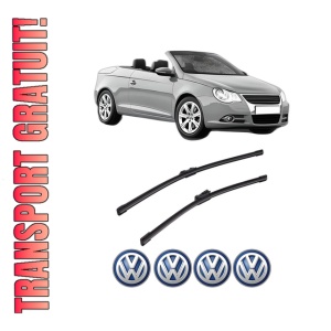 Set stergatoare auto Volkswagen EOS (1F7, 1F8) din 2006-2015, pentru parbriz auto, 2 bucati, Bosch Aerotwin, din cauciuc siliconat rezistent, 4 Stickere Auto Volkswagen