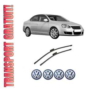 Set stergatoare auto Volkswagen JETTA III (1K2) din 2004-2010, pentru parbriz auto, 2 bucati, Bosch Aerotwin Multi, din cauciuc siliconat rezistent, 4 Stickere Auto Volkswagen