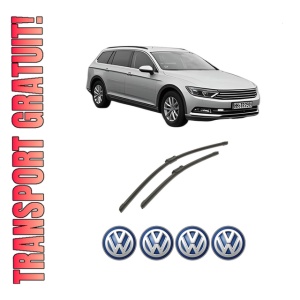 Set stergatoare auto Volkswagen PASSAT ALLTRACK B8 Variant (3G5, CB5) din 2015-2024, pentru parbriz auto, 2 bucati, Bosch Aerotwin, din cauciuc siliconat rezistent, 4 Stickere Auto Volkswagen