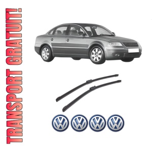 Set stergatoare auto Volkswagen PASSAT B5.5 (3B3) din 2000-2005, pentru parbriz auto, 2 bucati, Bosch Aerotwin, din cauciuc siliconat rezistent, 4 Stickere Auto Volkswagen