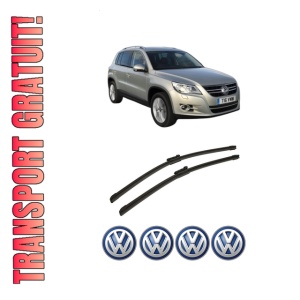 Set stergatoare auto Volkswagen TIGUAN VAN (5N_) din 2007-2018, pentru parbriz auto, 2 bucati, Bosch Aerotwin, din cauciuc siliconat rezistent, 4 Stickere Auto Volkswagen