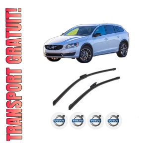 Set stergatoare auto VOLVO V60 I Cross Country (157) din 2015-2018, pentru parbriz auto, 2 bucati, Bosch Aerotwin Multi, din cauciuc siliconat rezistent, 4 Stickere Auto VOLVO