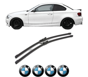 Set stergatoare BMW Seria 1 Coupe (E82) din 2007-2013, pentru parbriz auto, 2 bucati, Valeo Silencio Xtrm, din cauciuc siliconat rezistent, 4 Stickere Auto BMW Seria v40140