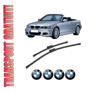 Set stergatoare BMW Seria 3 Convertible (E93) din 2006-2013, pentru parbriz auto, 2 bucati, Bosch Aerotwin, din cauciuc siliconat rezistent, 4 Stickere Auto BMW Seria