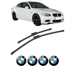 Set stergatoare BMW Seria 3 Coupe (E92) din 2006-2013, pentru parbriz auto, 2 bucati, Bosch Aerotwin, din cauciuc siliconat rezistent, 4 Stickere Auto BMW Seria v53415