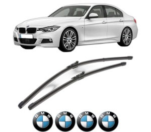 Set stergatoare BMW Seria 3 (F30, F80) din 2011-2018, pentru parbriz auto, 2 bucati, Valeo Silencio Xtrm, din cauciuc siliconat rezistent, 4 Stickere Auto BMW Seria v38820