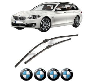 Set stergatoare BMW Seria 5 Touring (F11) din 2009-2017, pentru parbriz auto, 2 bucati, Valeo Silencio, din cauciuc siliconat rezistent, 4 Stickere Auto BMW Seria v37200
