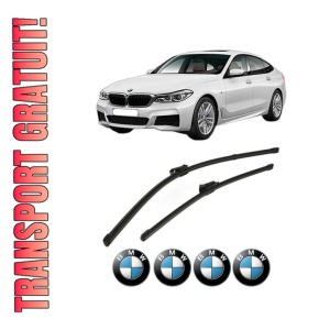 Set stergatoare BMW Seria 6 Gran Turismo (G32) din 2017-2020, pentru parbriz auto, 2 bucati, Valeo Silencio, din cauciuc siliconat rezistent, 4 Stickere Auto BMW Seria
