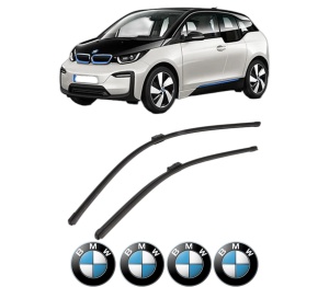 Set stergatoare BMW Seria i3 (I01) din 2013-2017, pentru parbriz auto, 2 bucati, Bosch Aerotwin, din cauciuc siliconat rezistent, 4 Stickere Auto BMW Seria v50390