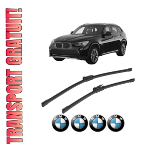 Set stergatoare BMW Seria X1 (E84) din 2009-2015, pentru parbriz auto, 2 bucati, Bosch Aerotwin, din cauciuc siliconat rezistent, 4 Stickere Auto BMW Seria