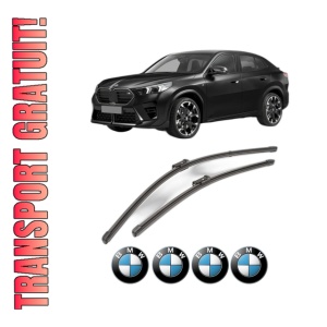 Set stergatoare BMW Seria X2 (U10) din 2023-2024, pentru parbriz auto, 2 bucati, Valeo Silencio Xtrm, din cauciuc siliconat rezistent, 4 Stickere Auto BMW Seria