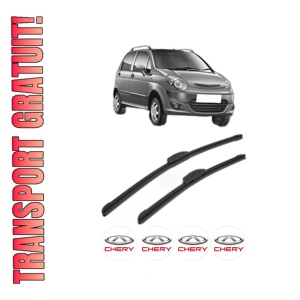 Set stergatoare CHERY QQ3 din 2004-2012, pentru parbriz auto, 2 bucati, Bosch Aerotwin Retrofit, din cauciuc siliconat rezistent, 4 Stickere Auto CHERY