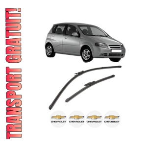 Set stergatoare CHEVROLET AVEO / KALOS Hatchback (T200) din 2003-2008, pentru parbriz auto, 2 bucati, Valeo Silencio Xtrm, din cauciuc siliconat rezistent, 4 Stickere Auto CHEVROLET